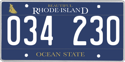 RI license plate 034230