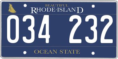 RI license plate 034232