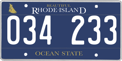 RI license plate 034233