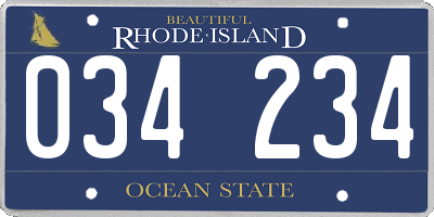 RI license plate 034234
