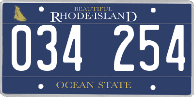 RI license plate 034254