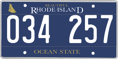RI license plate 034257