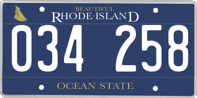 RI license plate 034258