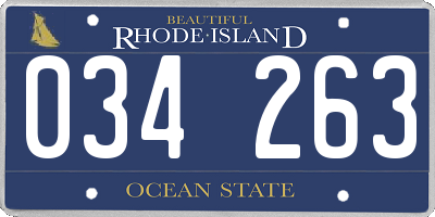 RI license plate 034263