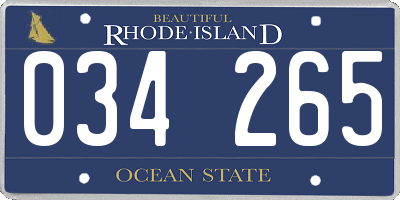 RI license plate 034265