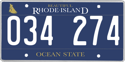 RI license plate 034274