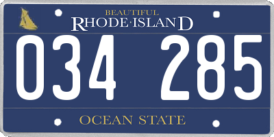 RI license plate 034285