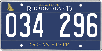 RI license plate 034296