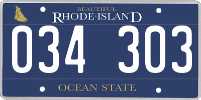 RI license plate 034303