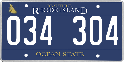 RI license plate 034304