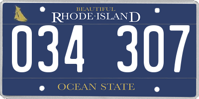 RI license plate 034307