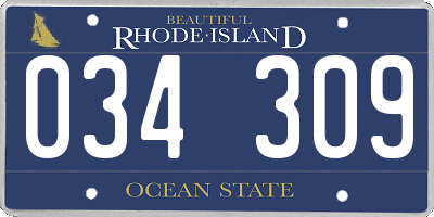RI license plate 034309