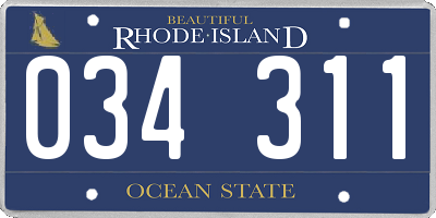 RI license plate 034311