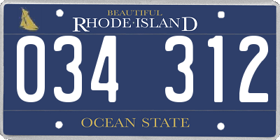 RI license plate 034312