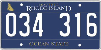 RI license plate 034316