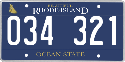 RI license plate 034321