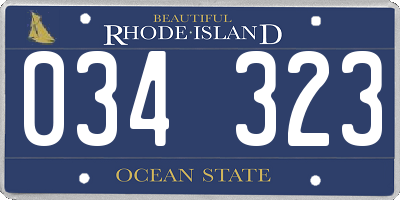RI license plate 034323