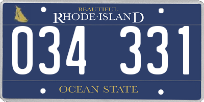 RI license plate 034331