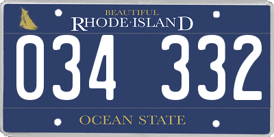 RI license plate 034332