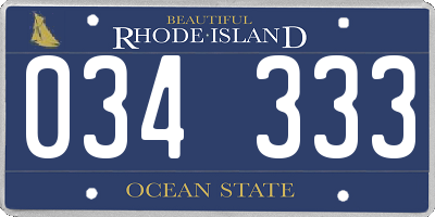 RI license plate 034333