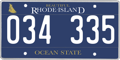 RI license plate 034335