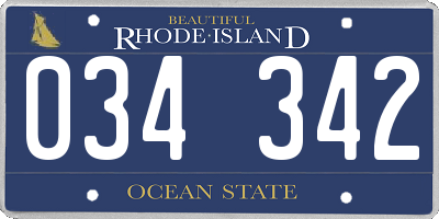 RI license plate 034342