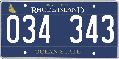 RI license plate 034343