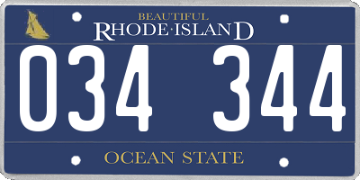 RI license plate 034344