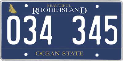 RI license plate 034345