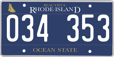 RI license plate 034353