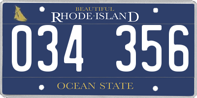 RI license plate 034356