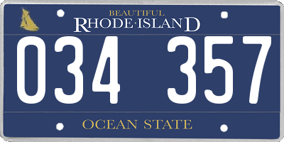 RI license plate 034357