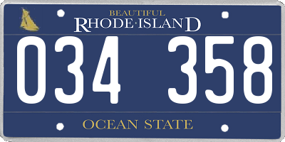 RI license plate 034358