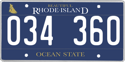 RI license plate 034360