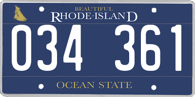 RI license plate 034361