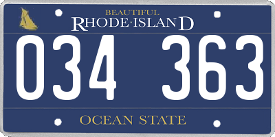 RI license plate 034363