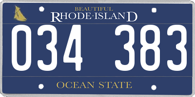 RI license plate 034383