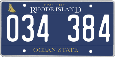 RI license plate 034384
