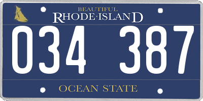 RI license plate 034387