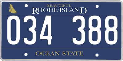 RI license plate 034388
