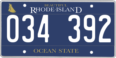 RI license plate 034392