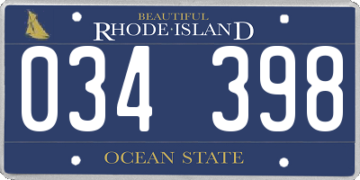RI license plate 034398