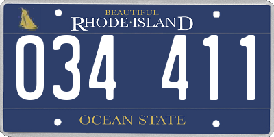 RI license plate 034411