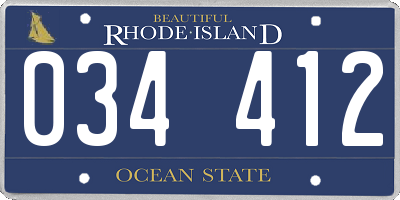 RI license plate 034412