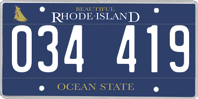 RI license plate 034419