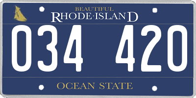 RI license plate 034420