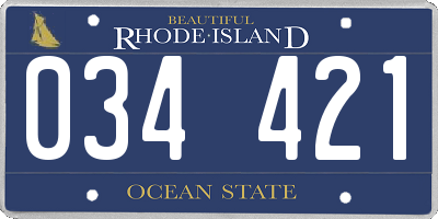 RI license plate 034421