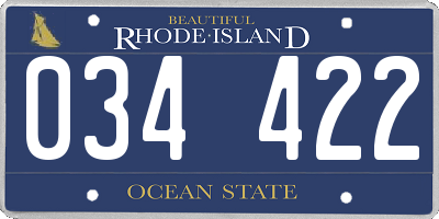 RI license plate 034422