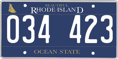 RI license plate 034423