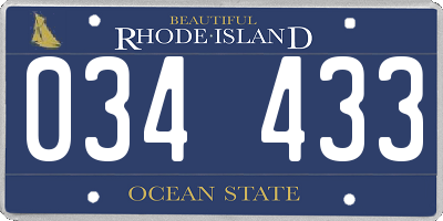 RI license plate 034433